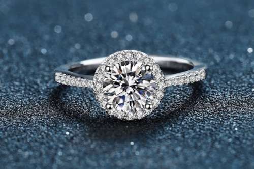 VVS1/D Certified 1.25ct Brilliant Round Moissanite Halo Engagement ring 18K White Gold over .925