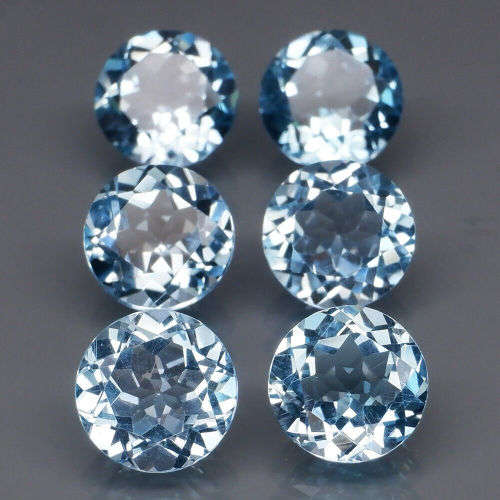lot of 9.67cts 6 Pieces Natural Earth Mined Blue Topaz | Round Cut | 7mm each VVS