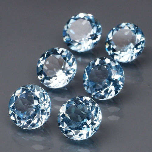 lot of 9.67cts 6 Pieces Natural Earth Mined Blue Topaz | Round Cut | 7mm each VVS