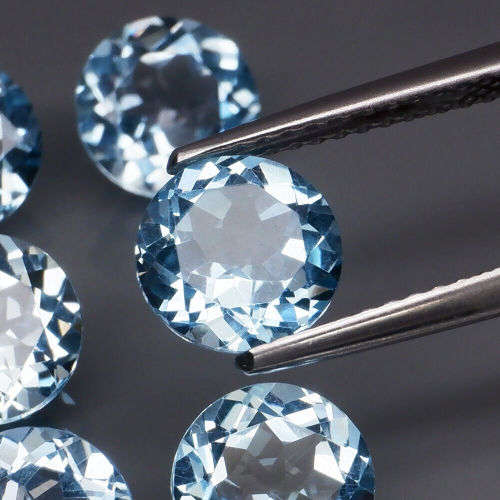 lot of 9.67cts 6 Pieces Natural Earth Mined Blue Topaz | Round Cut | 7mm each VVS