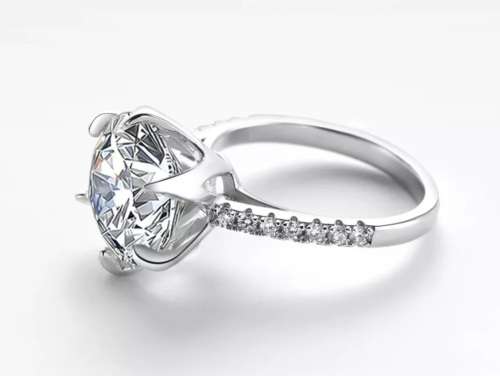 Certified 5.50ct Brilliant Round Moissanite VVS1/D Engagement Ring Double 18K White Gold over .925