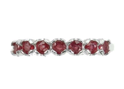 Natural Mined Vivid Red Ruby Cocktail Ring | 18K White Gold over Solid .925 | Size N / 7