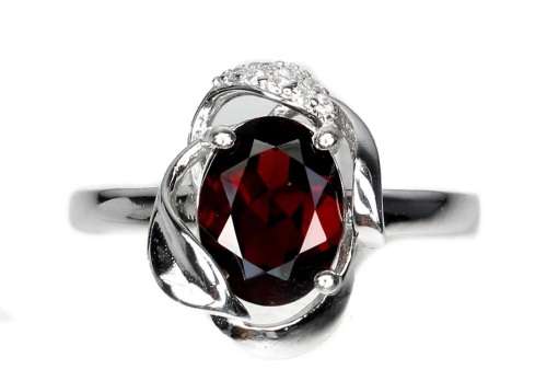 2.55ct Natural Mined Garnet Gemstone Cocktail Ring | 18K White Gold over Solid .925 | Size P / 8