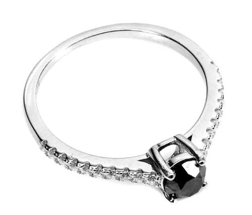 1.00ct Natural Earth Mined Black Diamond Ring | 18K White Gold over Solid .925 | Size O / 7.5