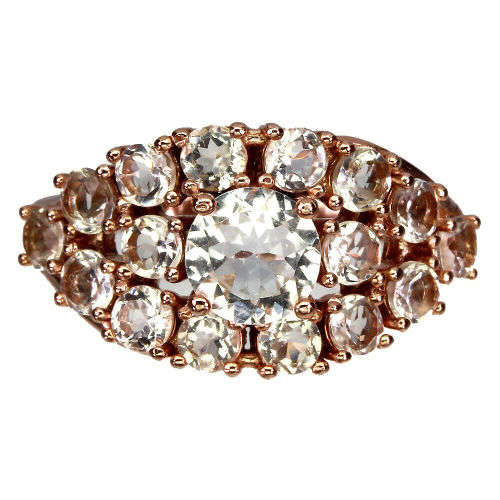 2.65cts Natural Mined Morganite Cocktail Ring | Double 18K Rose Gold over Solid Silver | Size Q