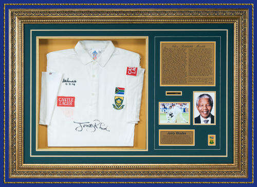 Jonty Rhodes and Madiba - autographed  SA Test Shirt!   "SALE!"