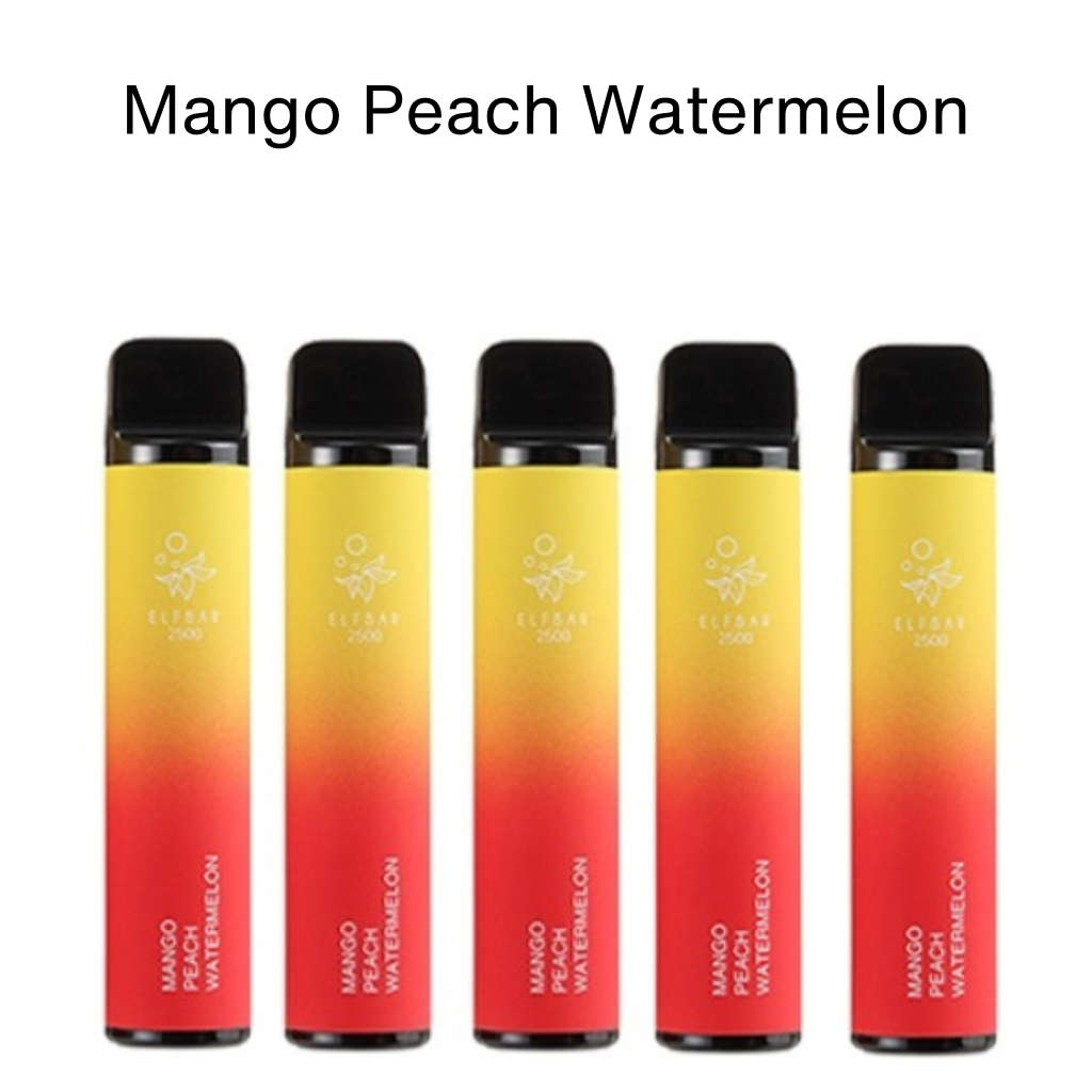 5 Pack ELF BAR Disposable Vape (2500 Puffs) Mango Peach Watermelon