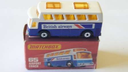 VINTAGE MATCHBOX SUPERFAST #65 AIRPORT COACH 1977 ENGLAND BASE MIB
