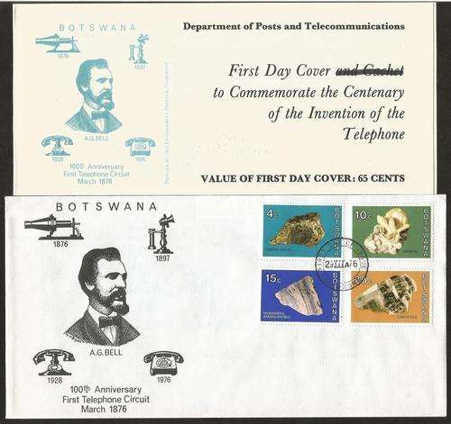 Botswana FDC. 100th Anniversary of First Telephone Circuit, with insert