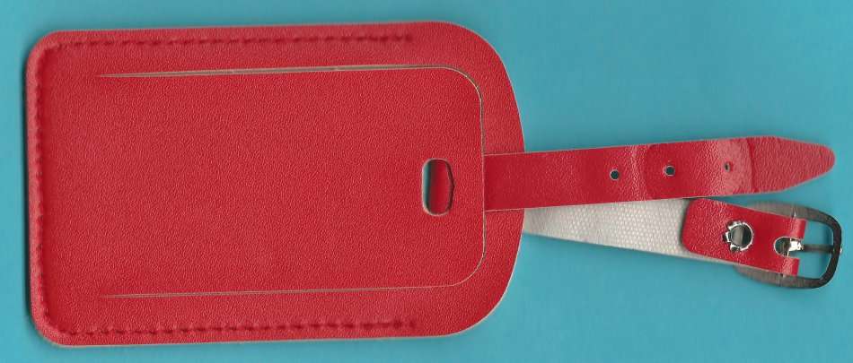 Red Luggage Identification tag. Corporate gift idea. 10.5 x6.5cm individually packed