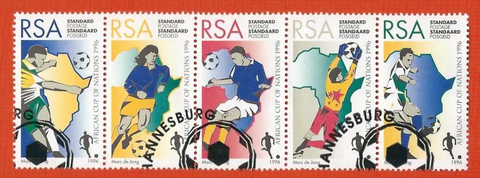 1996 Soccer African Cup of Nations / Strip of  5 Stamps/ CTO /Used (No Gum)/ Sport Thematic