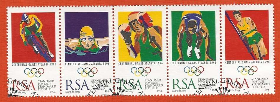 RSA 1996 Olympic Games Atlanta /Strip of 5 Stamps / CTO /Used (No Gum)/ Sport Thematic