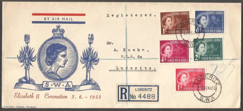 SWA 1953 Queen Elizabeth Coronation Copyrighted PVT FDC -Addressed- Cancel