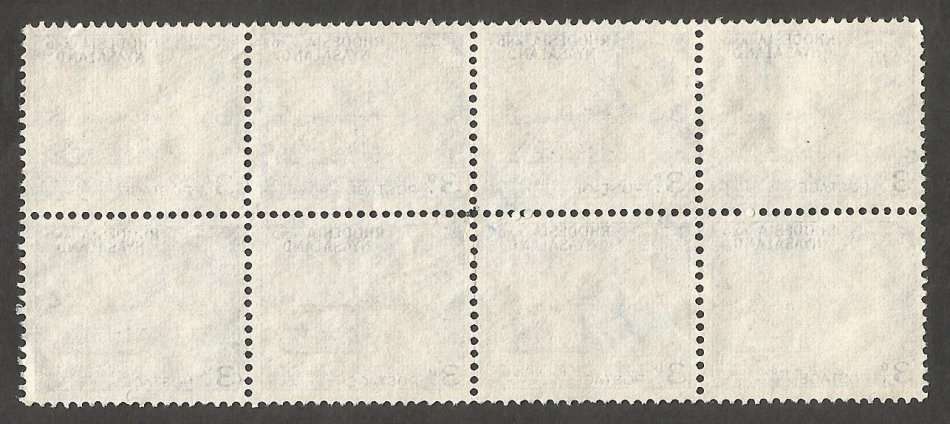 Rhodesia&Nyasaland 3d - Block of 8 Stamps- Used - Cancel - Postmark