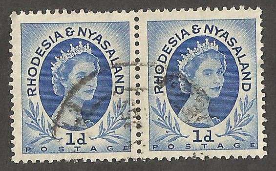 Rhodesia&Nyasaland 1d - Pair- Used- Cancel- Postmark- Post Mark