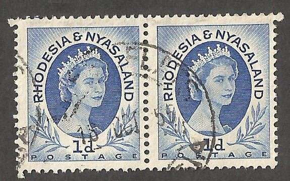 Rhodesia&Nyasaland 1d - Pair- Used- Cancel- Postmark- Post Mark