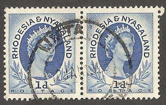 Rhodesia&Nyasaland 1d - Pair- Used- Cancel- Postmark- Post Mark