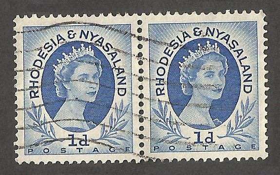 Rhodesia&Nyasaland 1d - Pair- Used- Cancel- Postmark- Post Mark