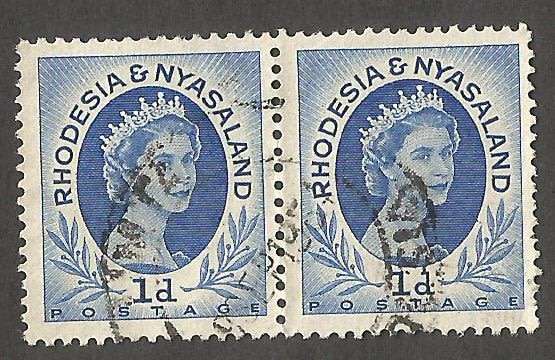 Rhodesia&Nyasaland 1d - Pair- Used- Cancel- Postmark- Post Mark