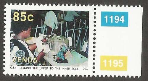 Venda- 1993- MNH- Single Stamp- Thematic- Factory- Shoes- SACC 261- Control Numbers