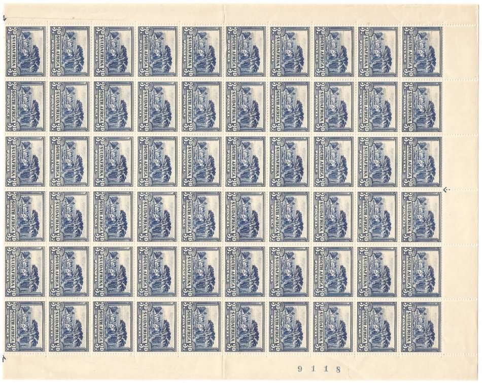 Union of South Africa SACC46 3d Half sheet Sheet number and Arrow