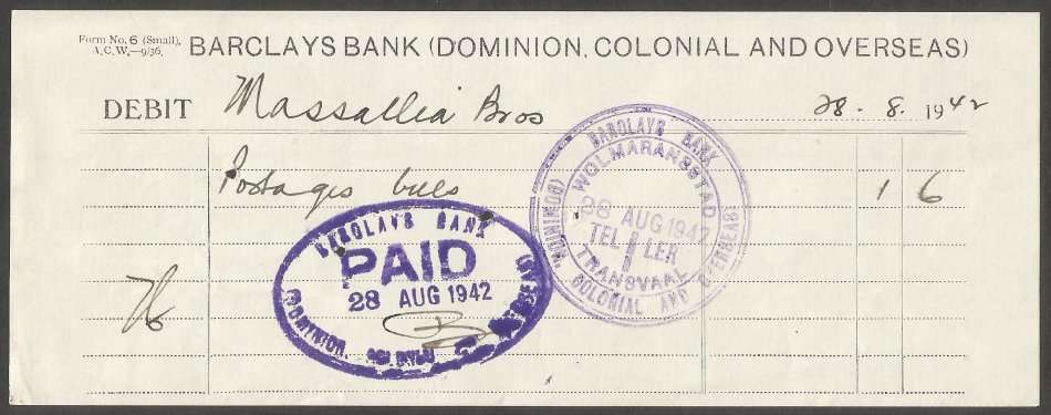 1942 Barclays Bank  Debtors request form