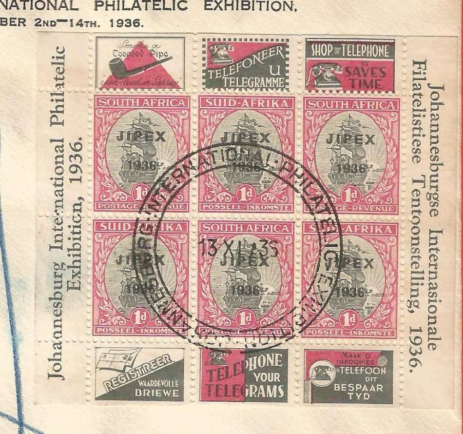 FDC- Union of South Africa- 1936- Jipex Covers- Used- Cancel