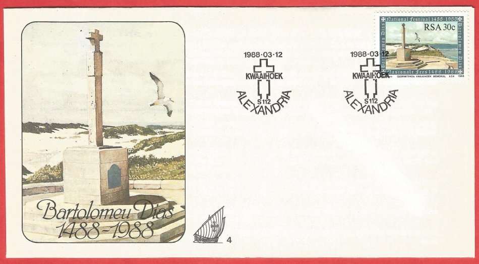 RSA- FDC- Bartolomeu Dias- No 4- 1988- Cancel- Alexandria
