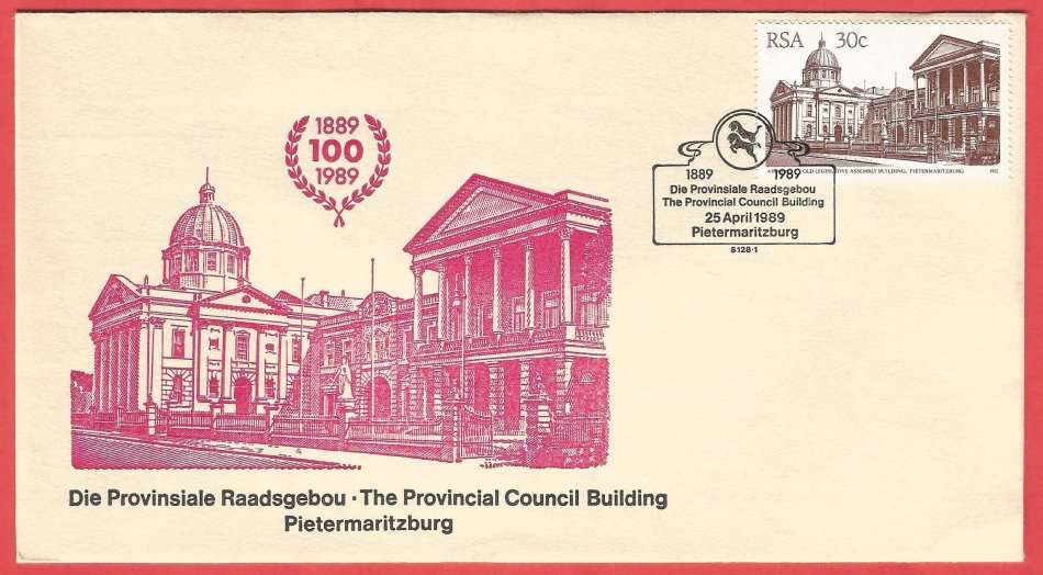 RSA- 1989- The Provincial Council Building-FDC- Commemorative- Cancel- Pietermaritzburg