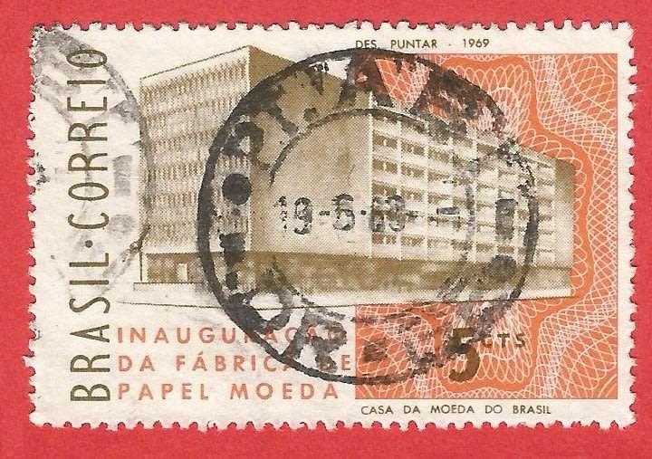 Brazil 1969 Opening of New State Mint Printing Works - Used- Cancel- Postmark- Post mark