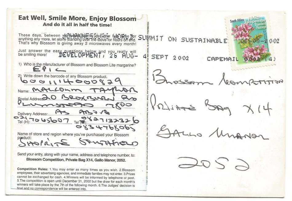 Post Card- Sony.com- Black Hawk Down- Used- Cancel- 2002- Blossom Competition