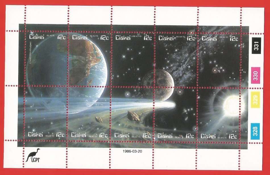 Ciskei-1986- M/S-MNH- SACC 87-96-Thematic-Space-Halley`s Comet