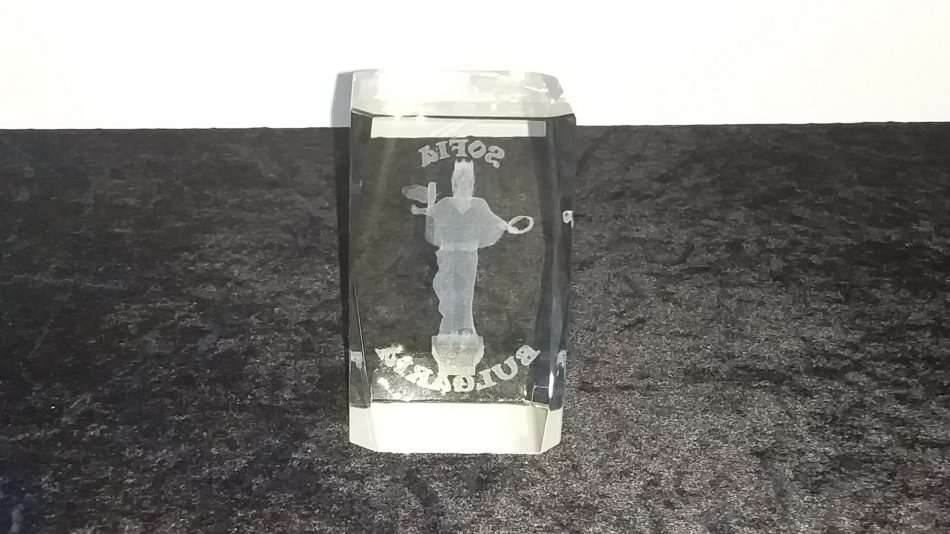 Engraved Block of Glass-Sofia Bulgaria