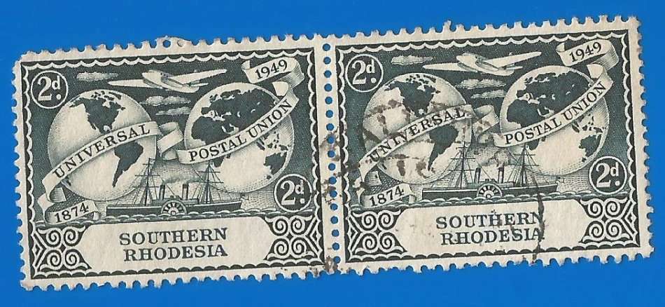 Southern Rhodesia-Universal Postal Union-2d-Cancel-Used-Thematic-Earth-Transport-Ship-Boat