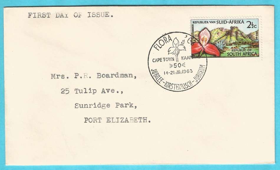 RSA-1963-Cover-FDC-Cancel-Kirstenbosch-Cape Town-Thematic-Flora