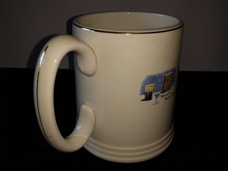 LORD NELSON WARE-ENGLAND-Beer Mug + Plate-`What`s Your`s`