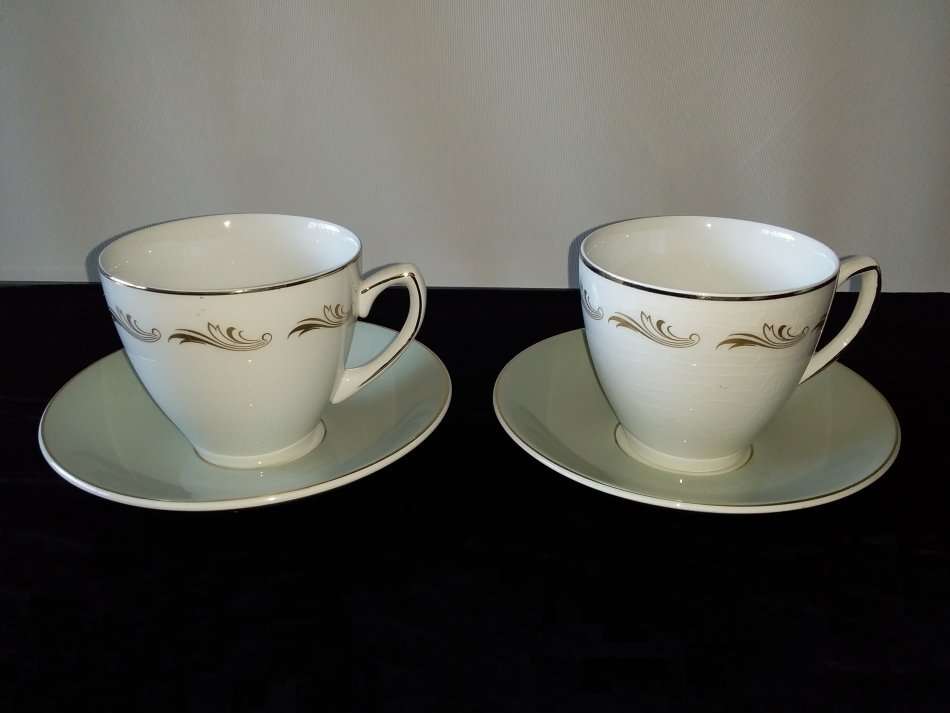 W. H. Grindley and Co. Ltd-England-Satin White-6 x Cups and Saucers + 5 x Extra Saucers