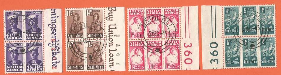 Union of SA-SACC 95-102-War Effort Reduced Sizes-Full Set-Used-Cancel-Thematic-War Sheet number
