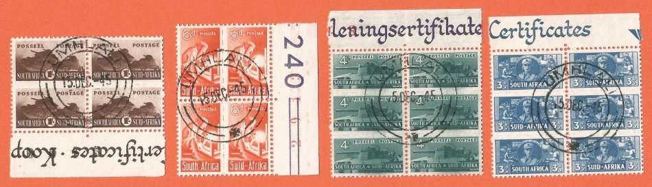 Union of SA-SACC 95-102-War Effort Reduced Sizes-Full Set-Used-Cancel-Thematic-War Sheet number