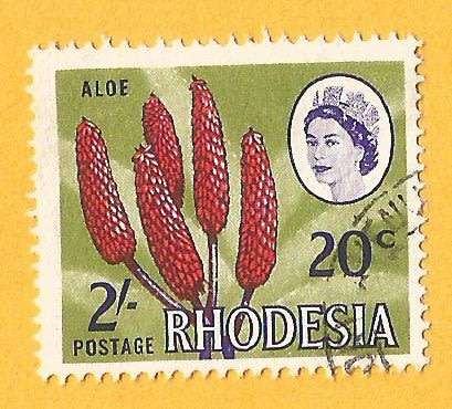 Rhodesia-20c on 2/-Cancel-Used-Thematic-Flora-Aloe