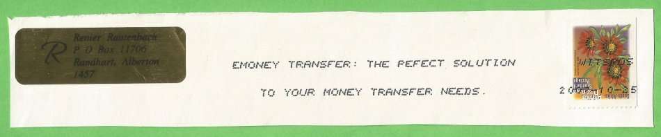 RSA-Ink Jet Stamp Cancelling-2007-Witspos-On Paper-Thematic-Flora