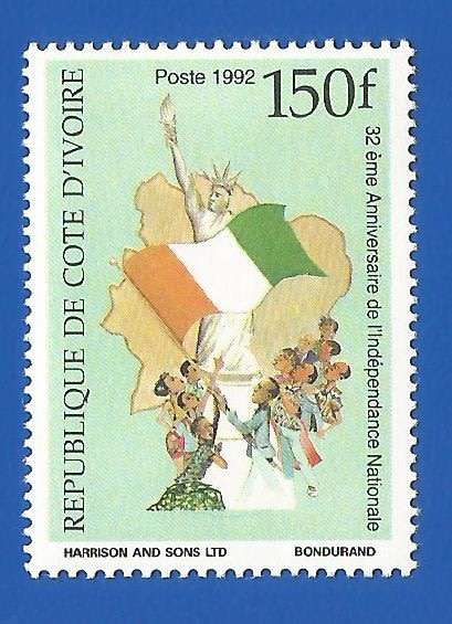 Ivory Coast 1992 The 32nd Anniversary of Independence - MM-Thematic-Flag-Symbol