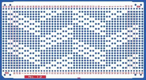 Knitting Machine Paper Punch Card- Pattern No12- Double Sided