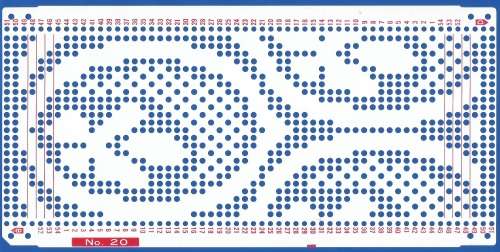 Knitting Machine Paper Punch Card- Pattern No 20- Double Sided