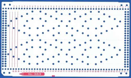 Knitting Machine Paper Punch Card- Pattern No 383- Double Sided