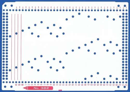 Knitting Machine Paper Punch Card- Pattern No 382- Double Sided
