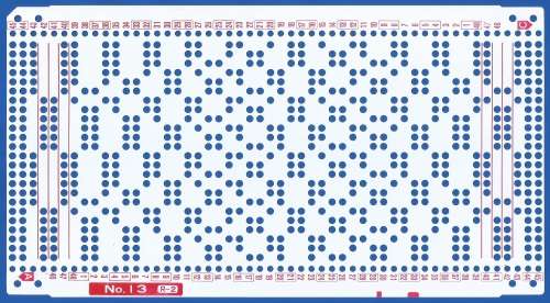 Knitting Machine Paper Punch Card- Pattern No 13 R-2- Double Sided