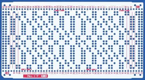 Knitting Machine Paper Punch Card- Pattern No 17 R-2- Double Sided