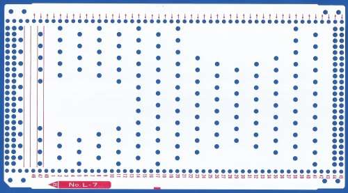 Knitting Machine Paper Punch Card- Pattern No L-7- Double Sided