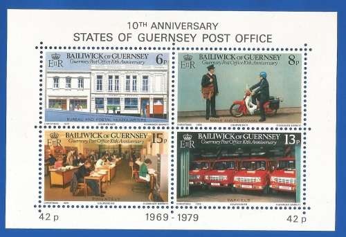 Bailiwick Of Guernsey-1979 The 10th Anni.of the Guernsey PO-M/S-MNH-Thematic-Places of Interest